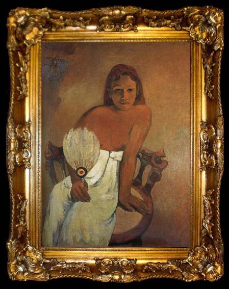 framed  Paul Gauguin The Girl Holding fan, ta009-2